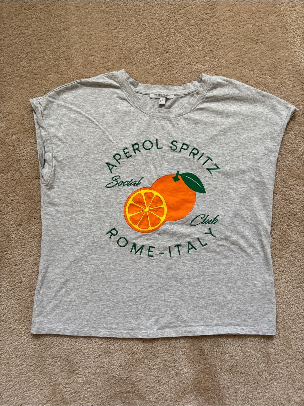 Grey Green Envelope graphic T-shirt size L
